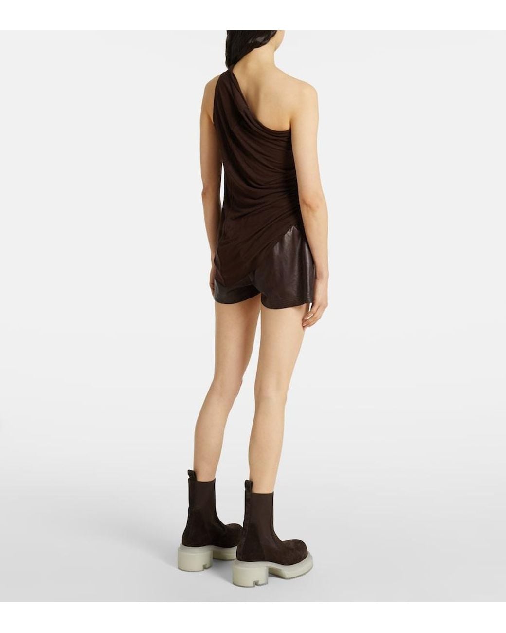 Rick Owens Brown Athena One-Shoulder Top