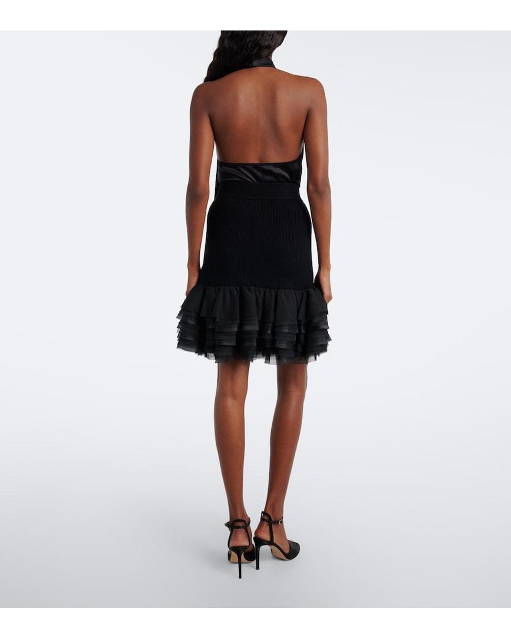 Nina Ricci Black Ruffled Wool And Cashmere Miniskirt