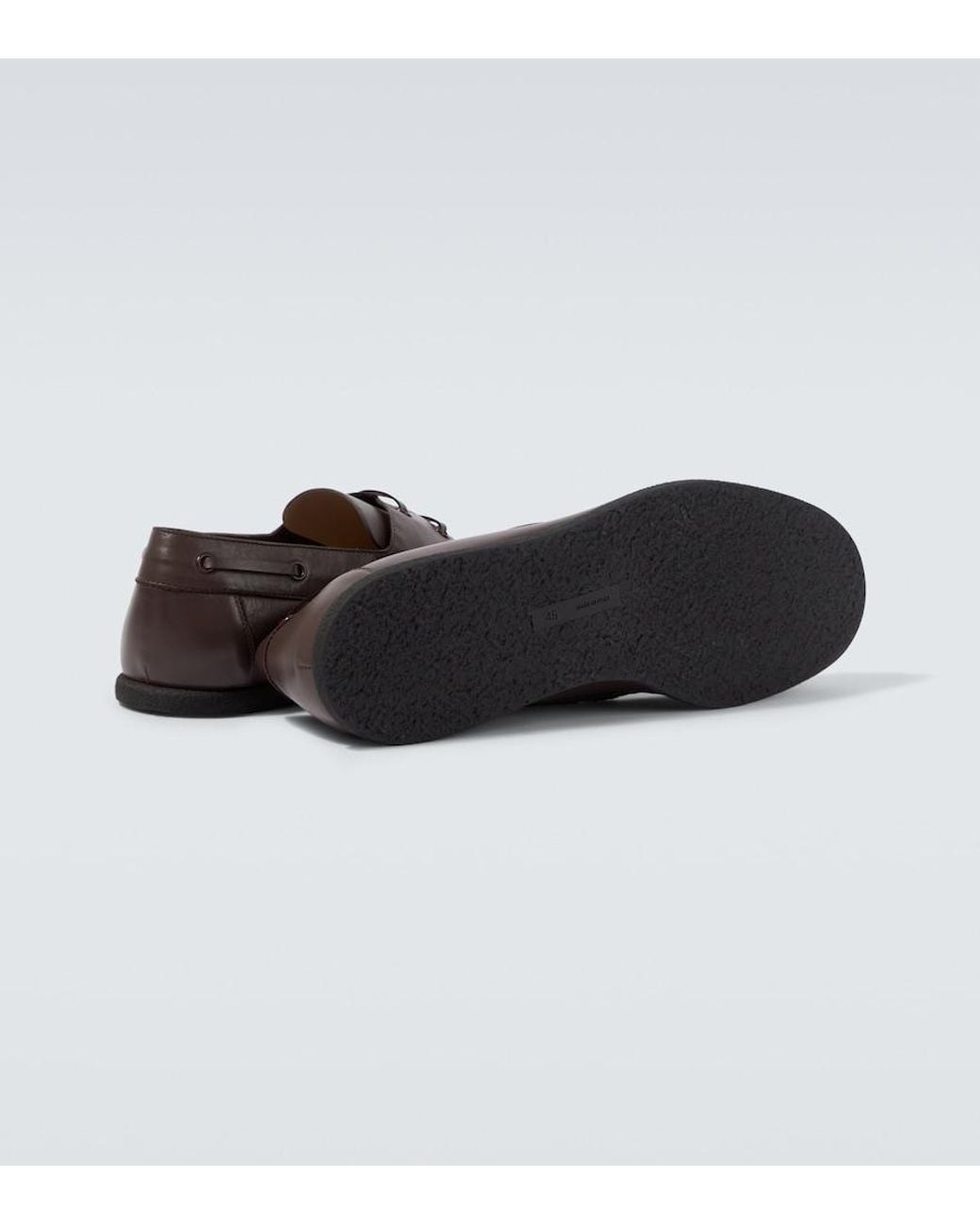 The Row Brown Novus Leather Boat Shoes for men