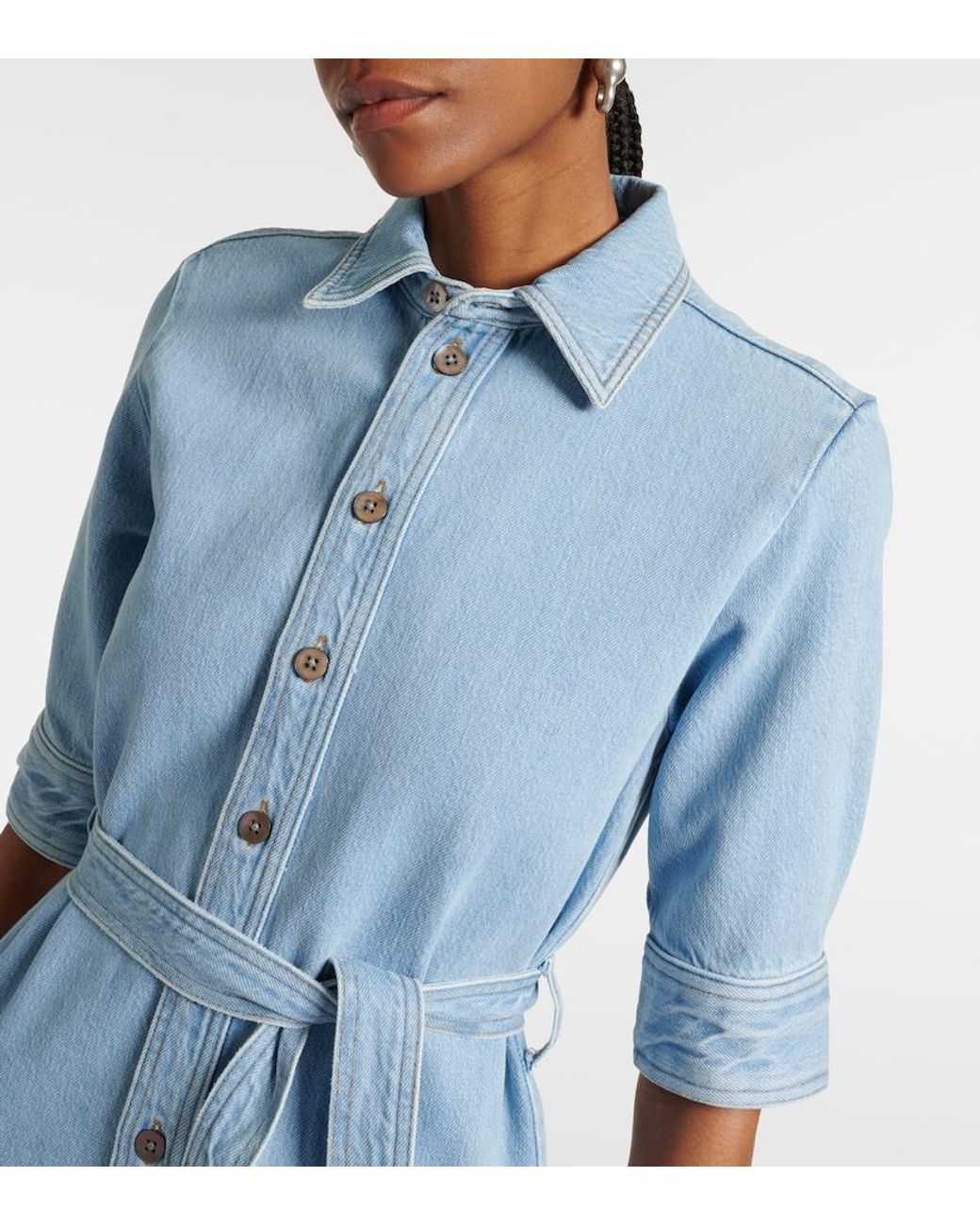 FRAME Blue Denim Shirt Dress