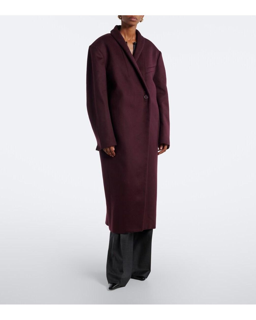 Frankie Shop Purple Brea Single-Breasted Wool-Blend Coat