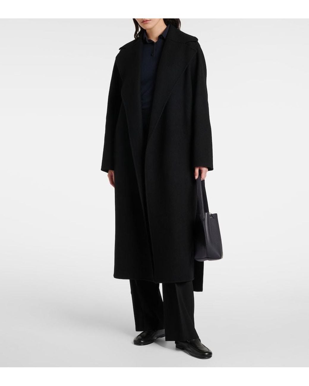 The Row Black Malika Wool-Blend Coat