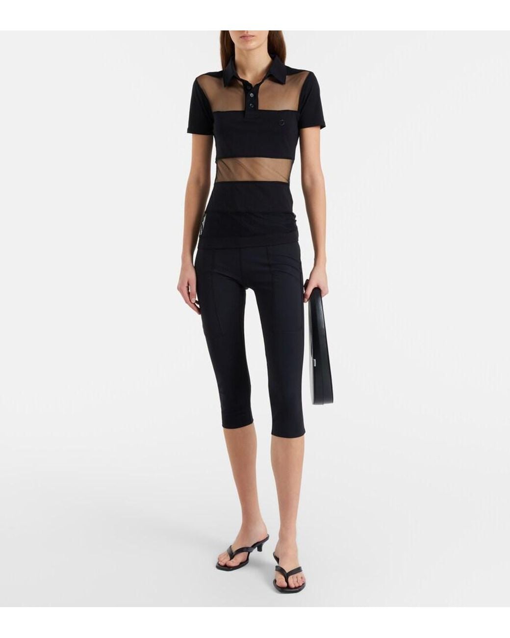 Coperni Black Jersey Cropped Leggings