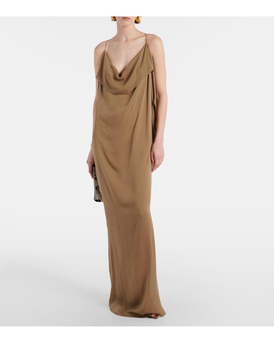 Khaite Brown Dandora Draped Silk Gown