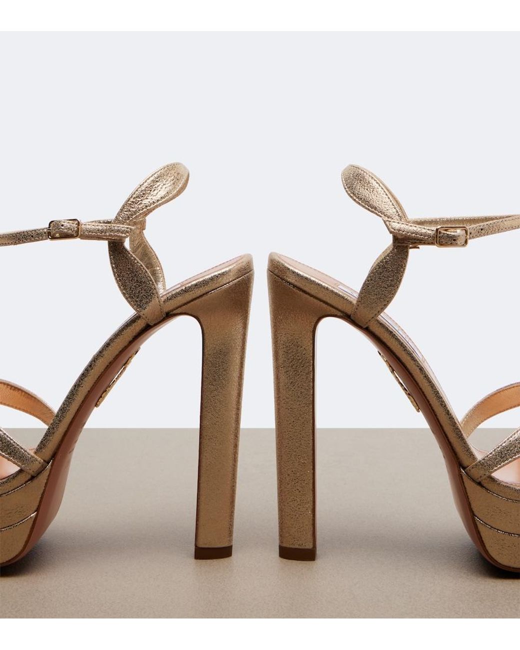 Aquazzura Soulmate Metallic Leather Platform Sandals