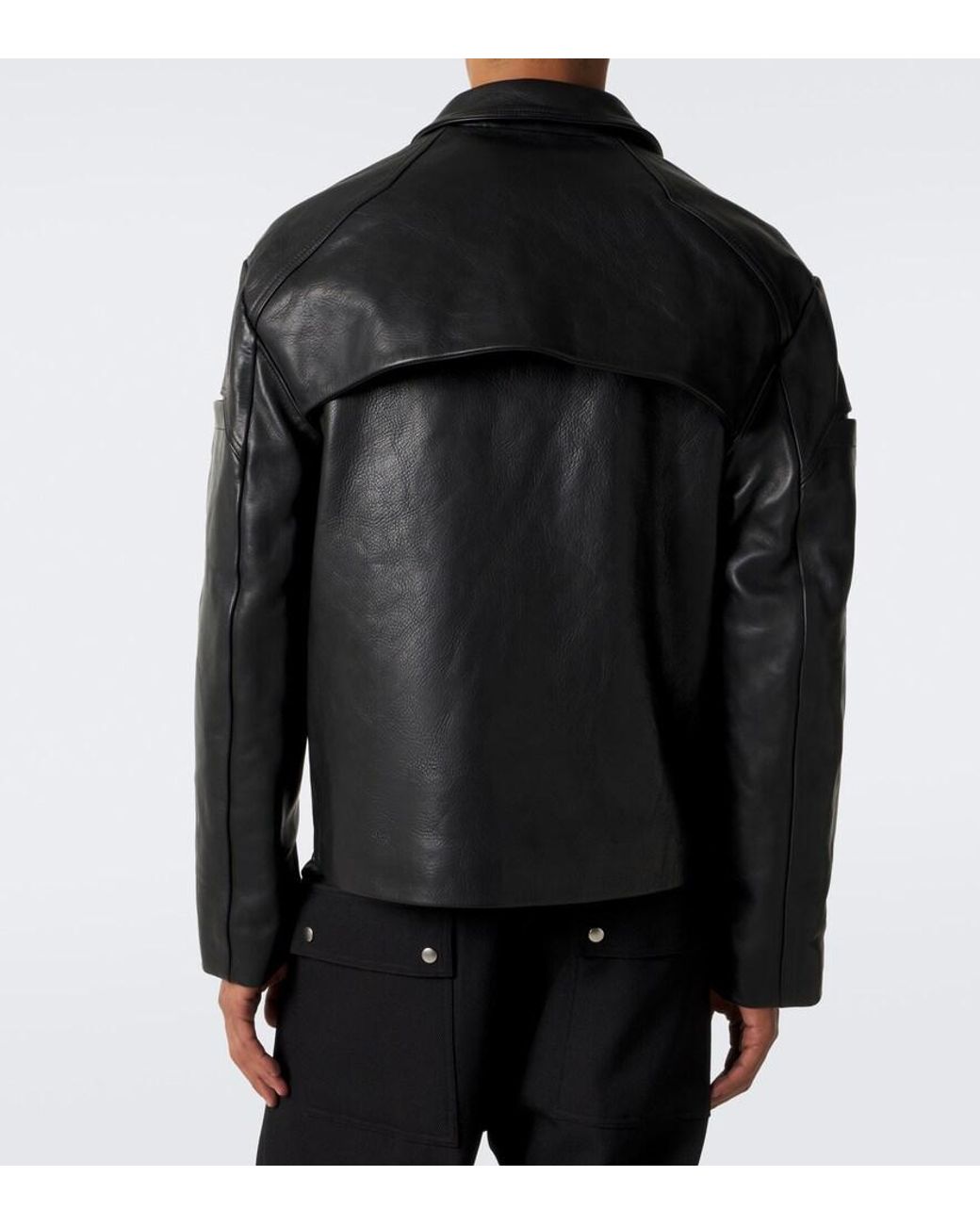 Rick Owens Black Mac Convertible Leather Jacket for men