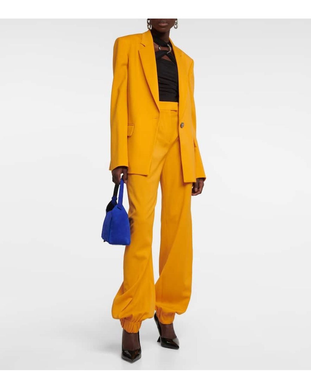 The Attico Orange Bianca Wool-Blend Blazer