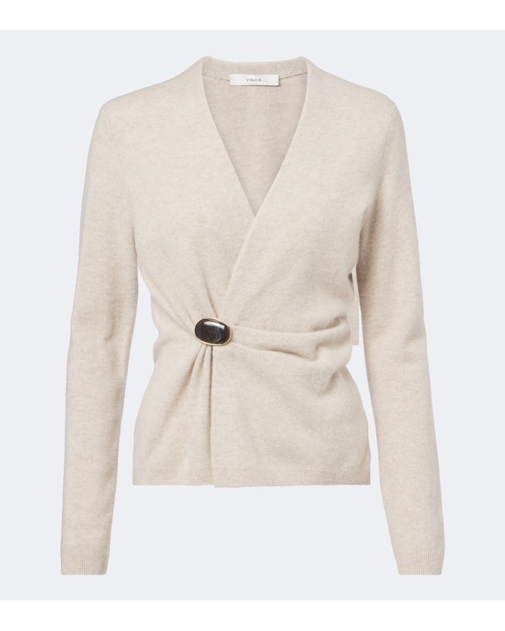 Vince Natural Gathered Wool And Cashmere Sweater