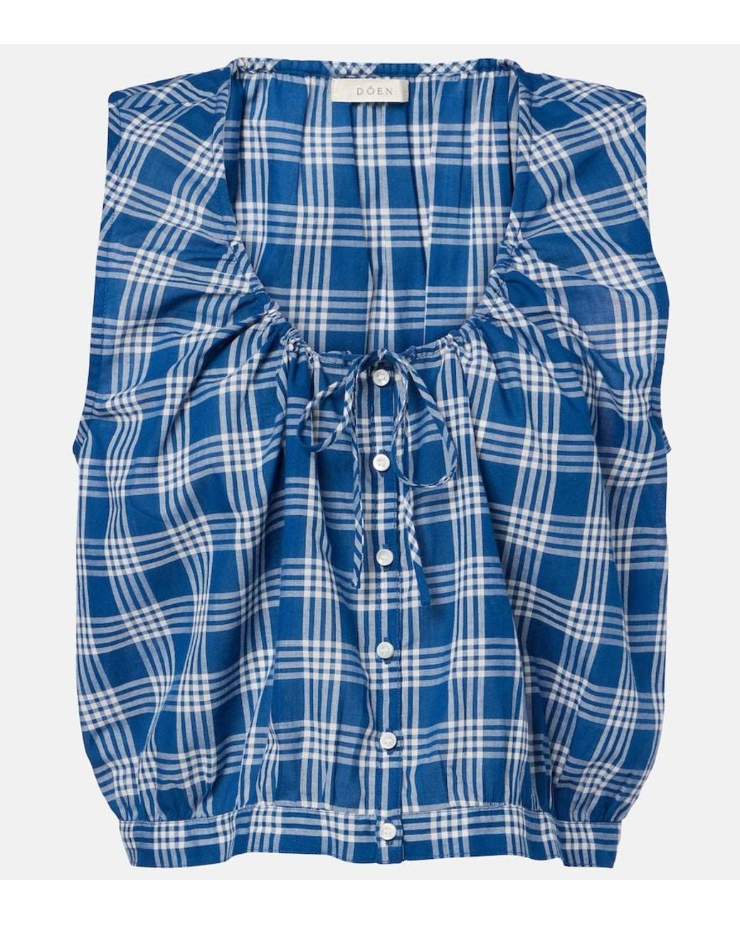 Doen Blue Theo Checked Cotton Top