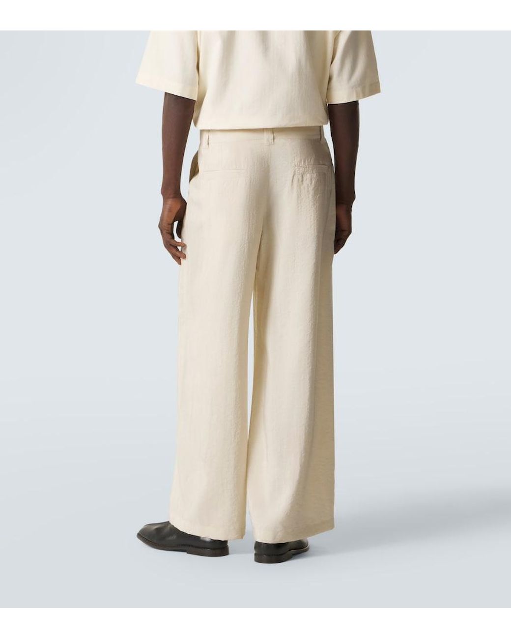 Lemaire Natural Silk-Blend Wide-Leg Pants for men