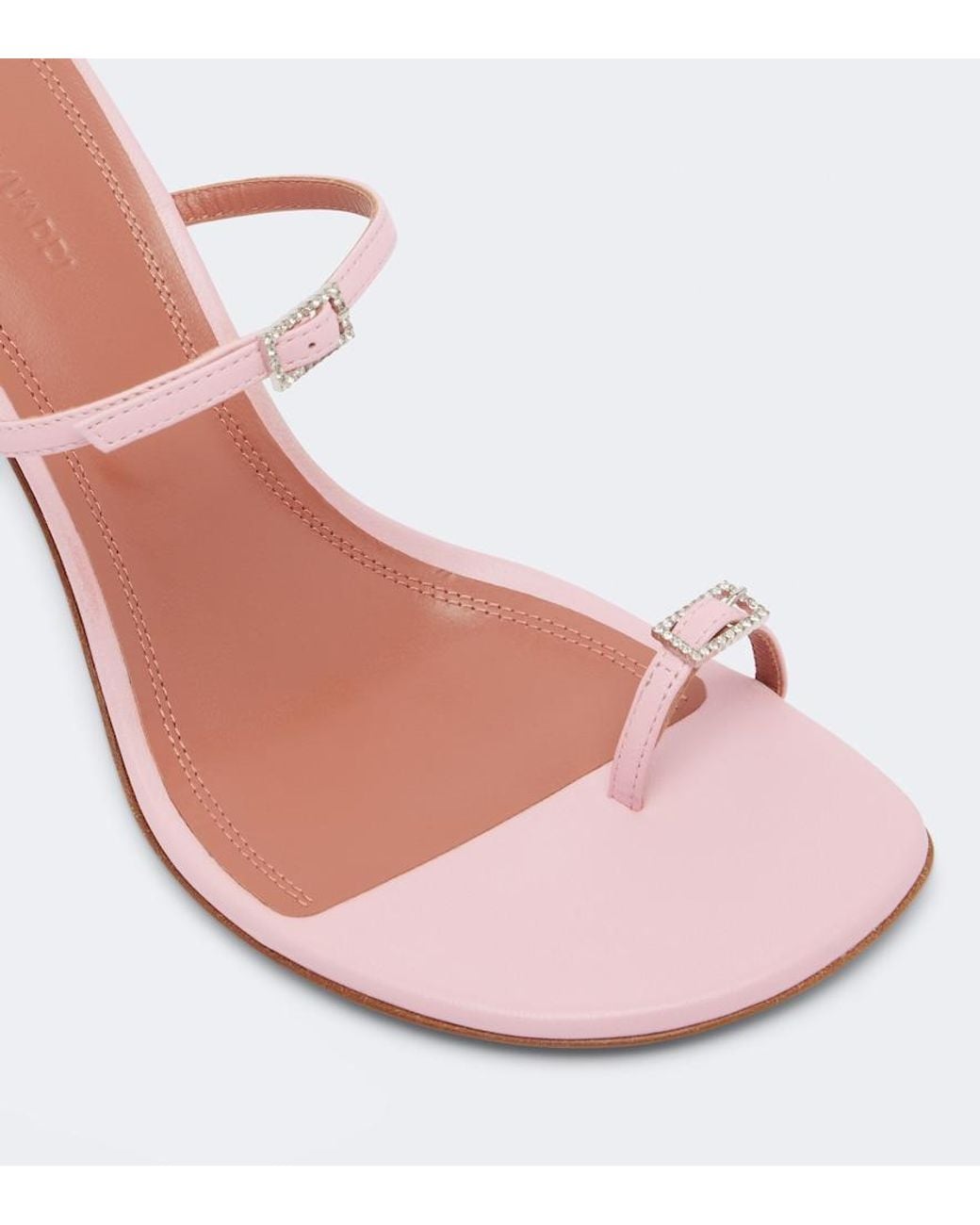 AMINA MUADDI Pink Adut Embellished Leather Sandals