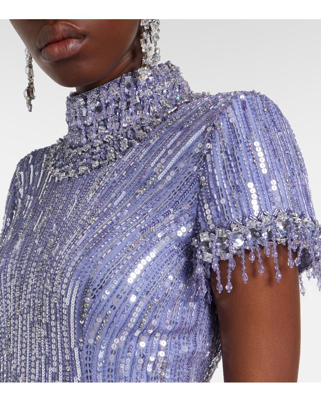 Jenny Packham Purple Madelaine Embellished Gown