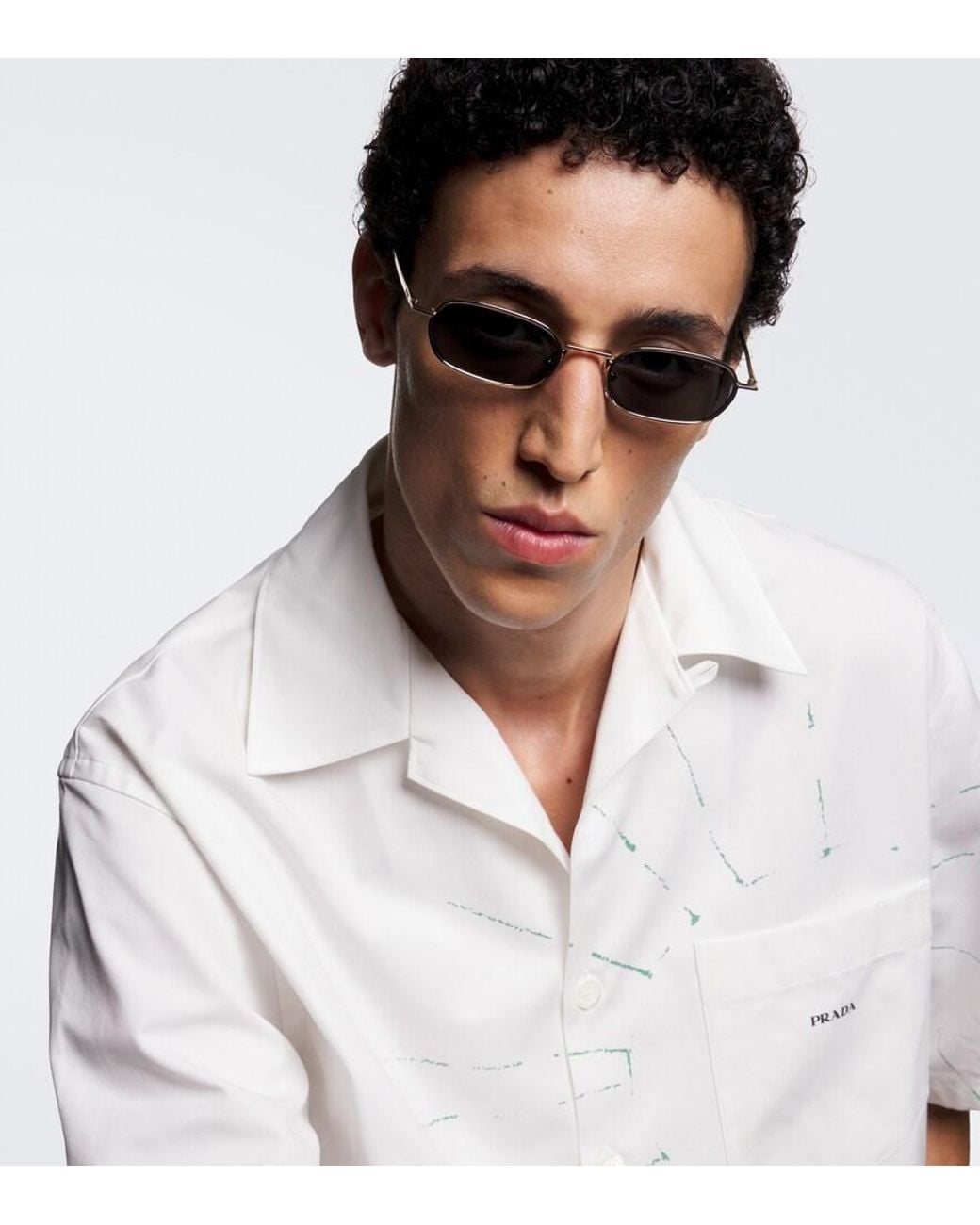 Prada Ovale Sonnenbrille in Blue für Herren