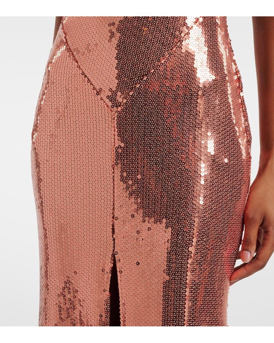 Alex Perry Brown Open-Back Sequined Gown