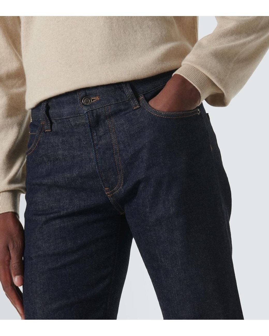Loro Piana Blue Quarona Mid-Rise Slim Jeans for men