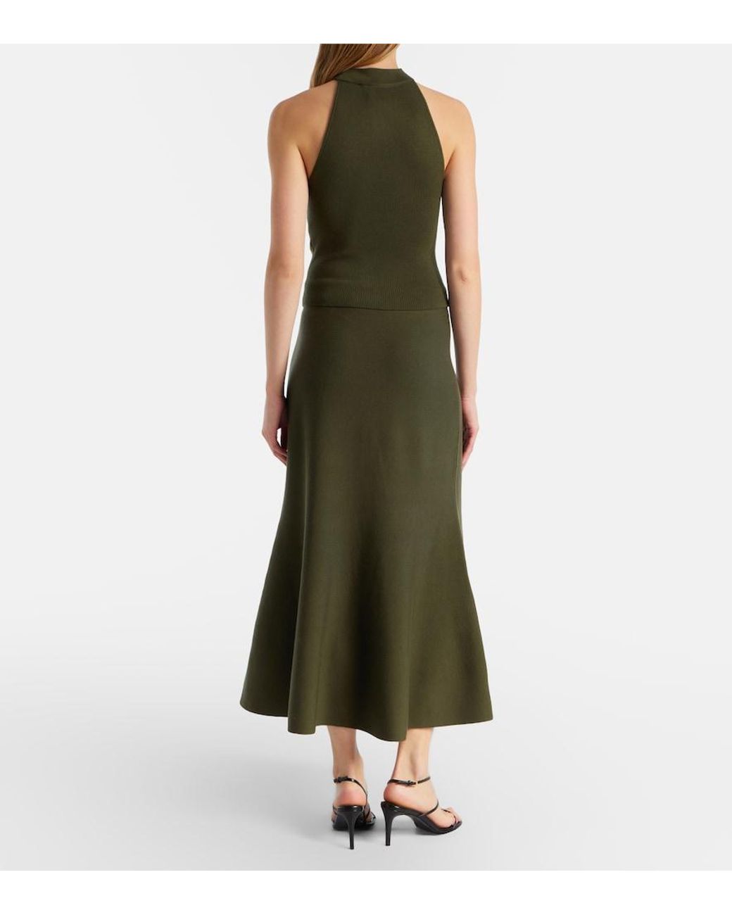 Jonathan Simkhai Green Renlen Halterneck Wool Top