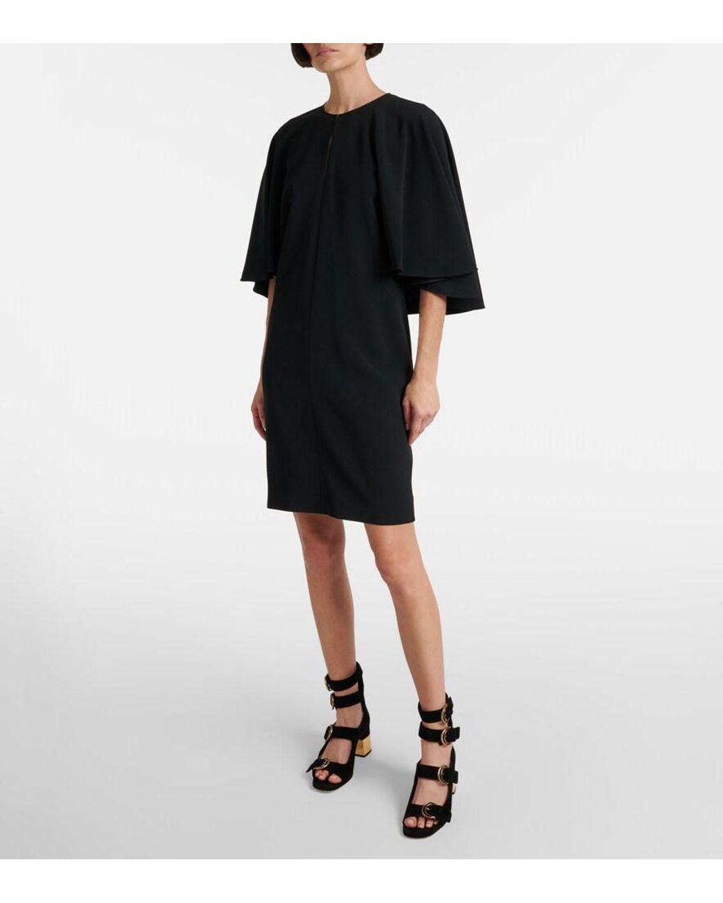 Chloé Black Caped Crepe Minidress