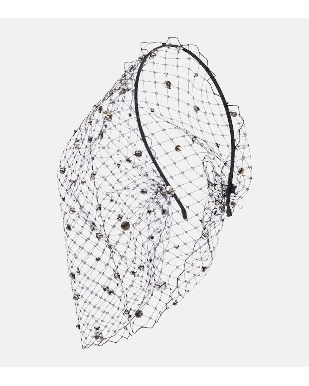 Jennifer Behr White Stella Embellished Fishnet Headband