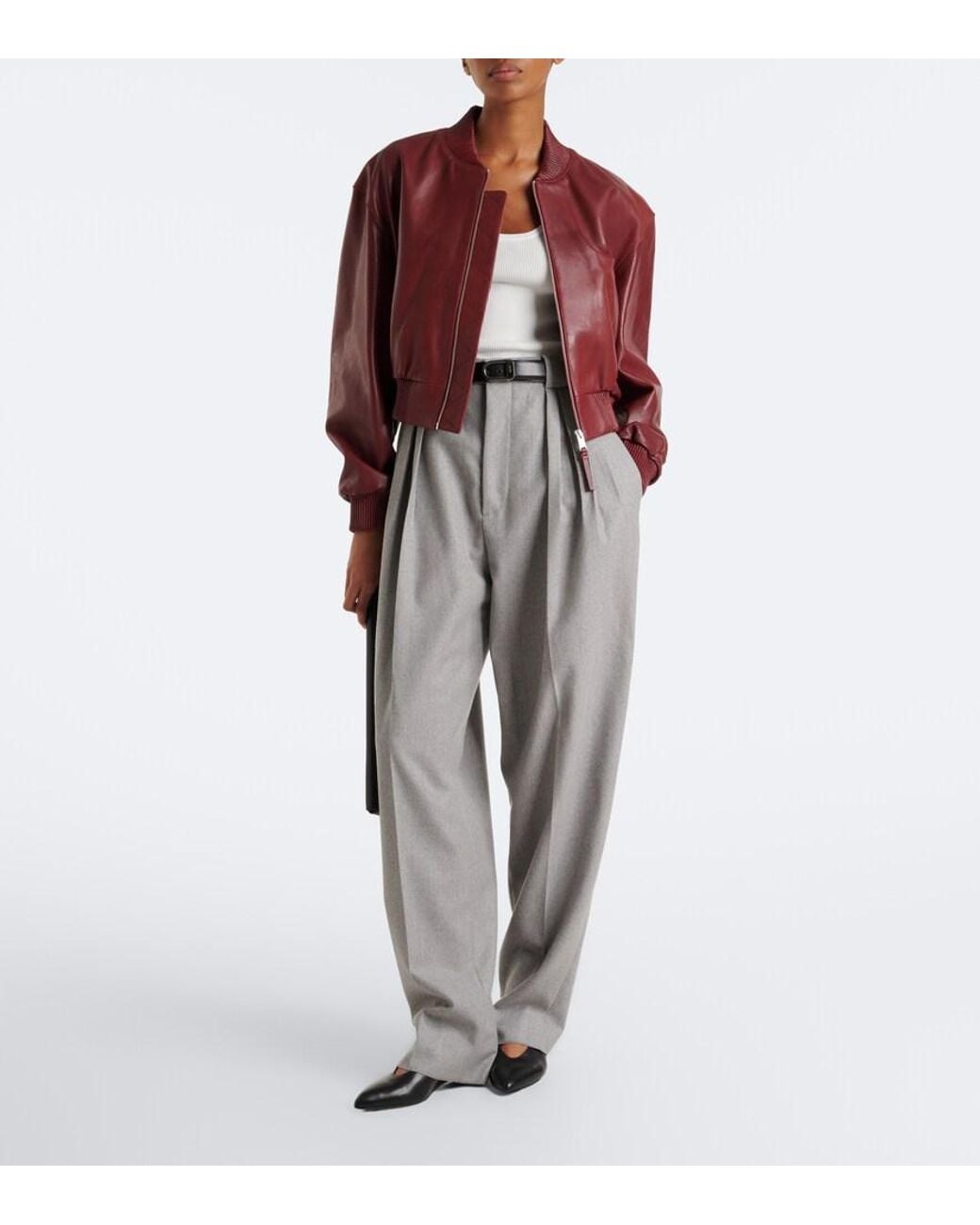 Arma Red Hannah Leather Bomber Jacket