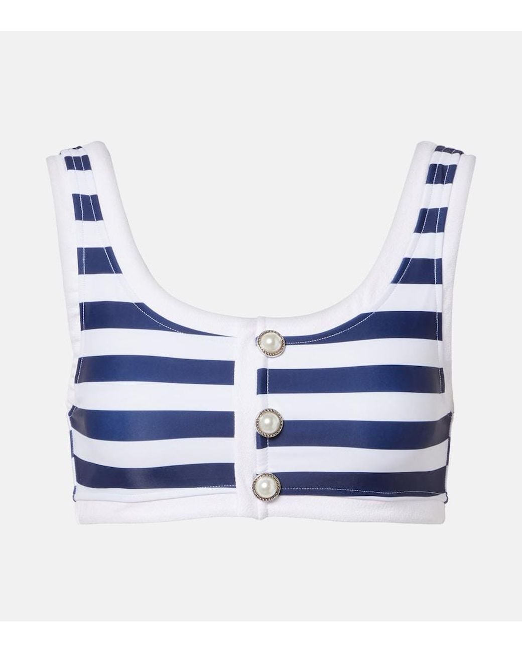 SAME Blue Grace Striped Bikini Top
