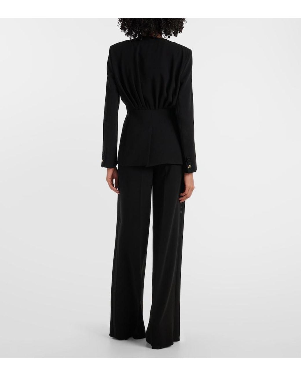 Max Mara Black Gradi Draped Crepe Jacket
