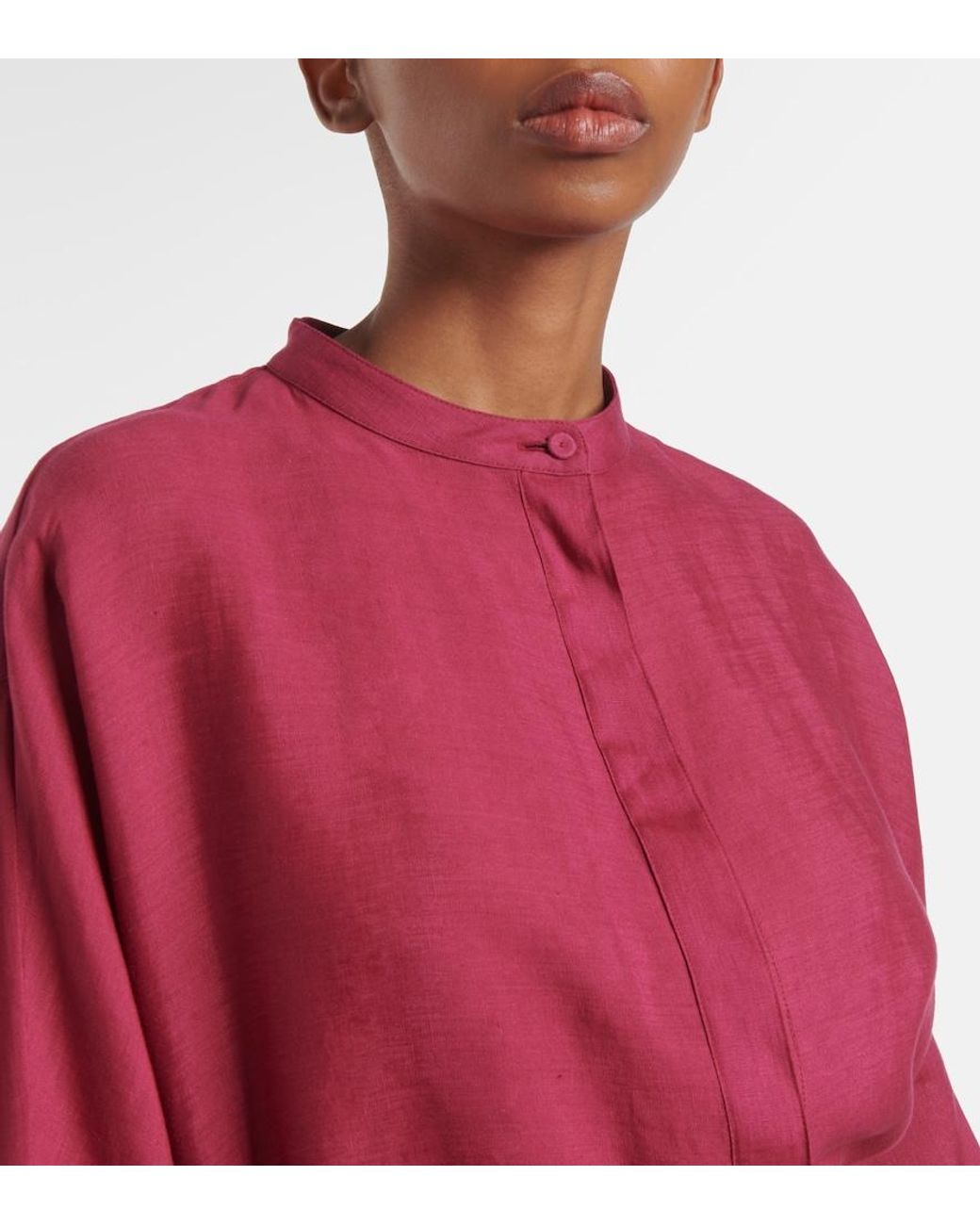 Gabriela Hearst Red Tilda Belted Linen Tunic