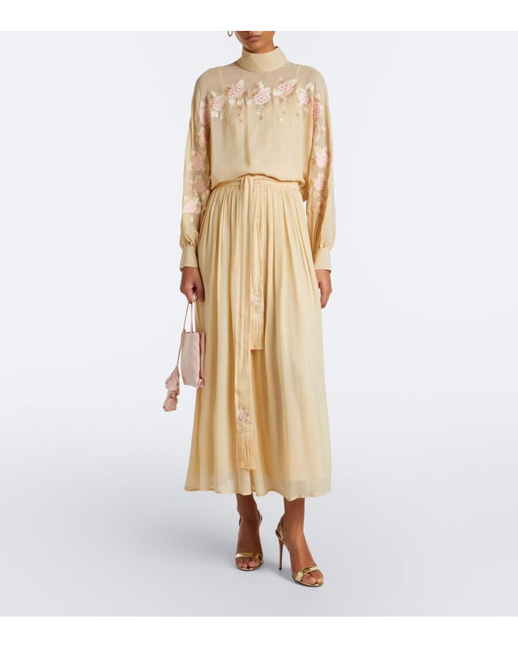 Falda Midi Valiant Plisada Con Cinturon Zimmermann de color Natural