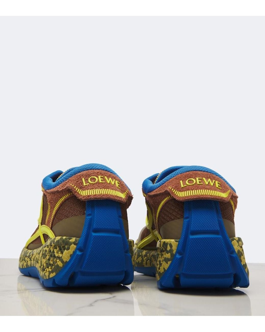 Loewe Blue Pogo Suede-Trimmed Sneakers