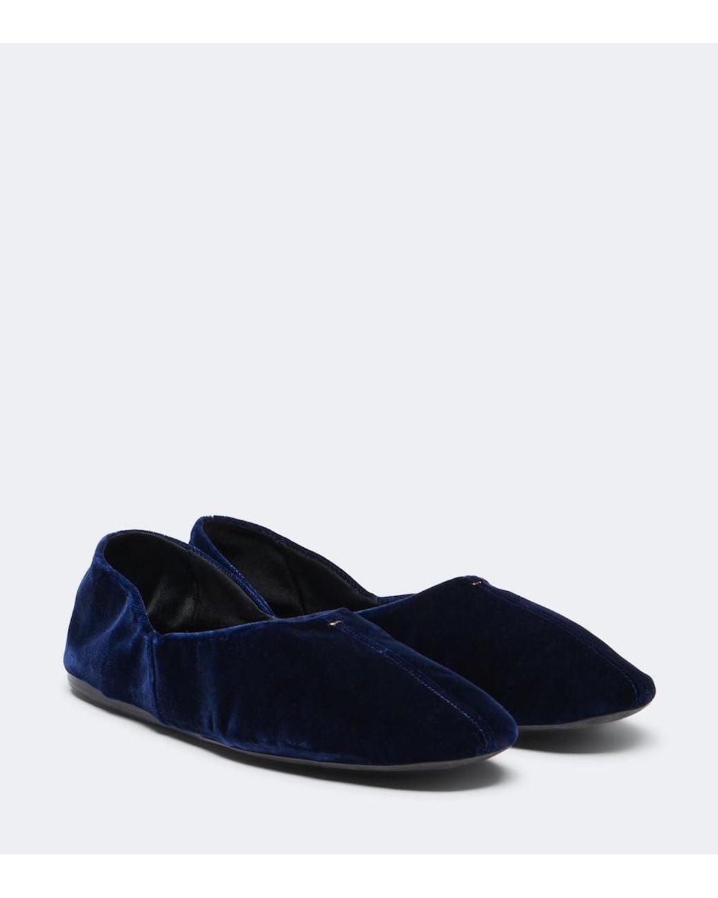 Khaite Blue Jane Velvet Ballet Flats