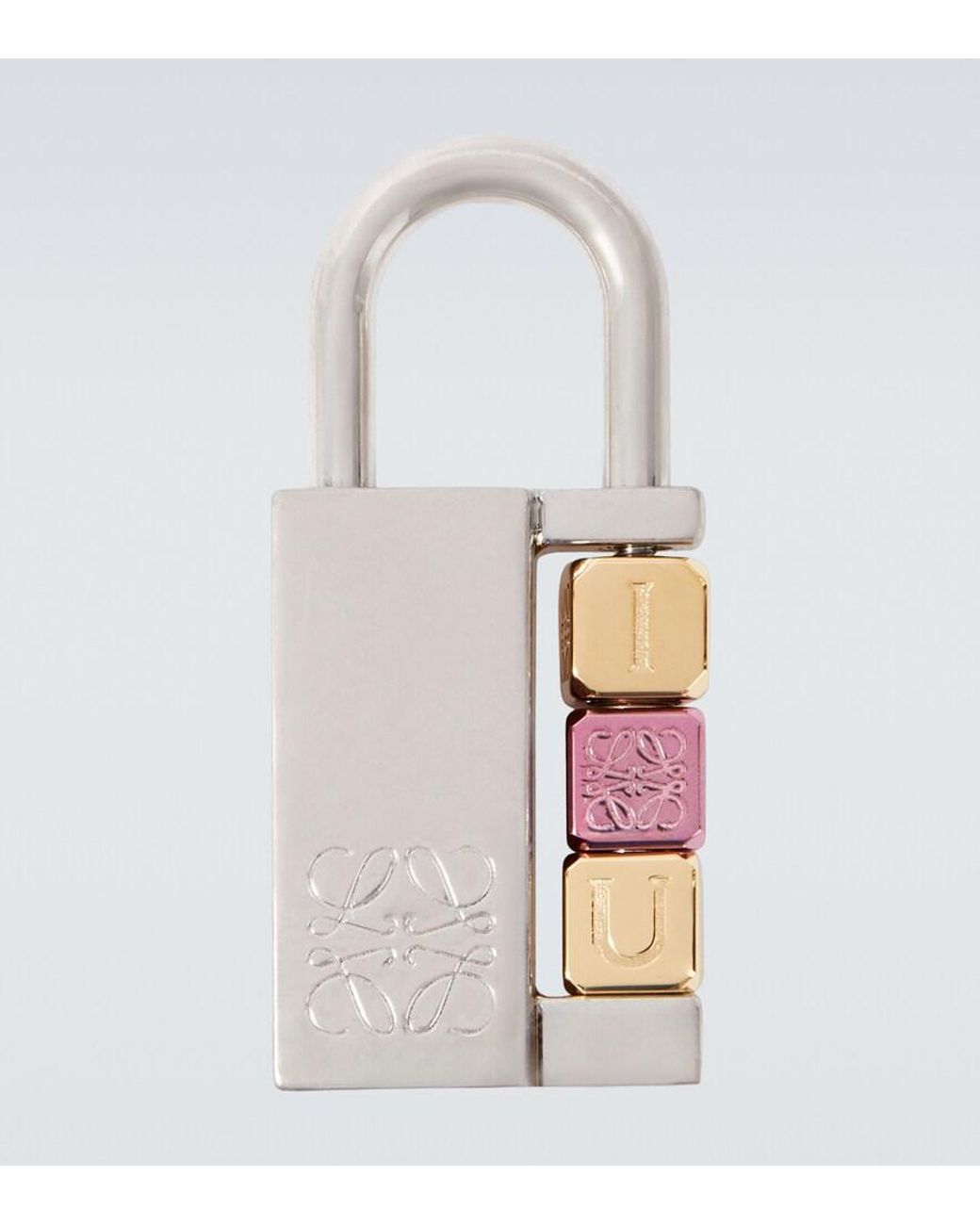 Loewe White Padlock Anagram Bag Charm for men