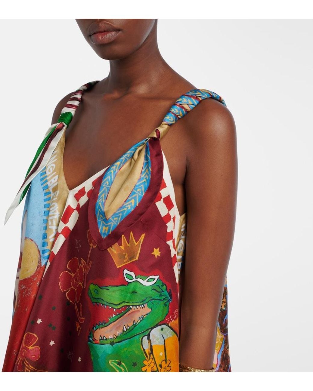 ALÉMAIS Red X Mlak Printed Silk Twill Top