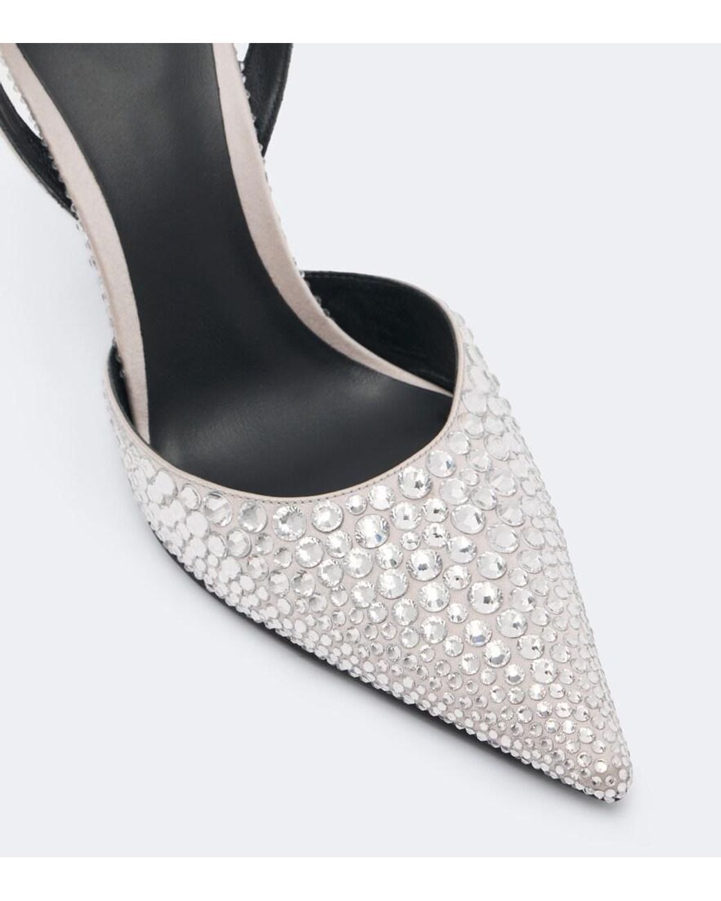 Balmain White Crystal-Embellished Slingback Pumps