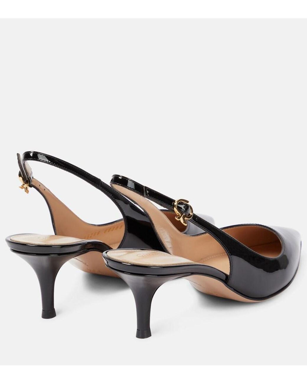 Gianvito Rossi Black Ribbon Sling 55 Leather Slingback Pumps