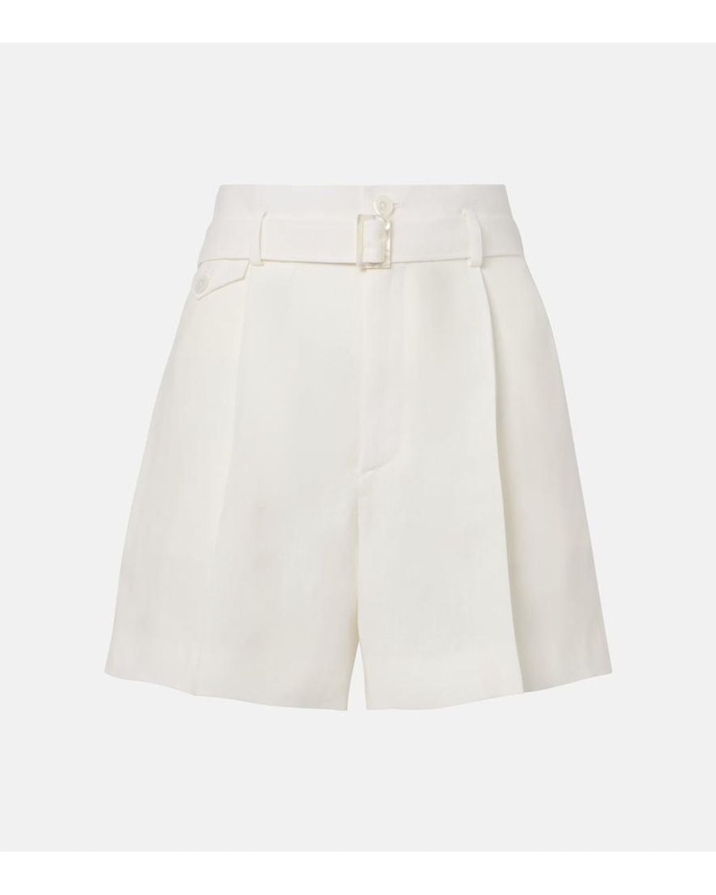 Ralph Lauren White Denise Belted Linen Shorts