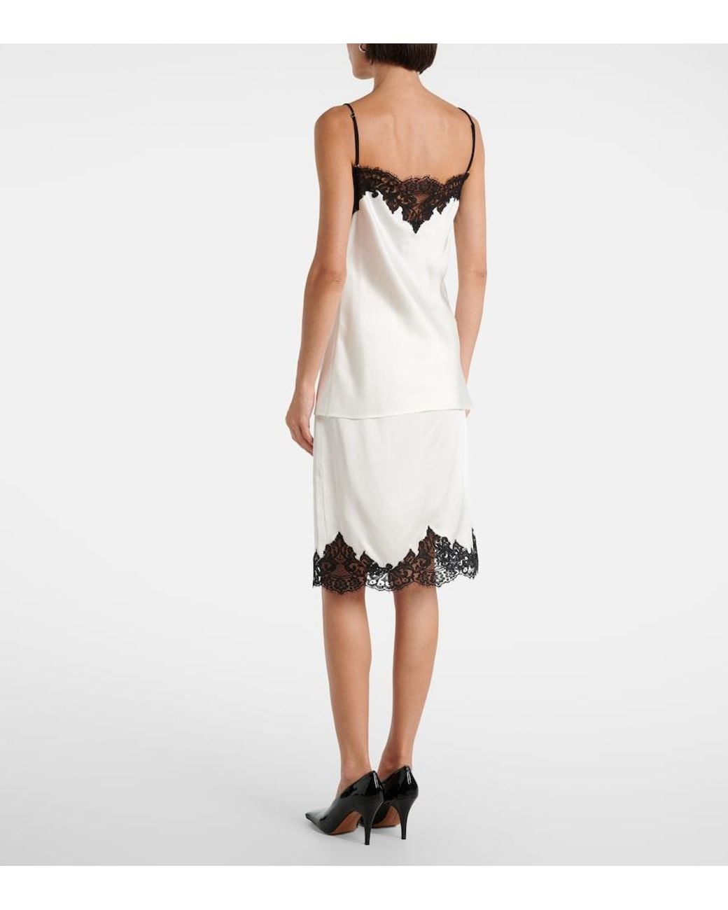 Stella McCartney White Sleeveless Lace Satin Top