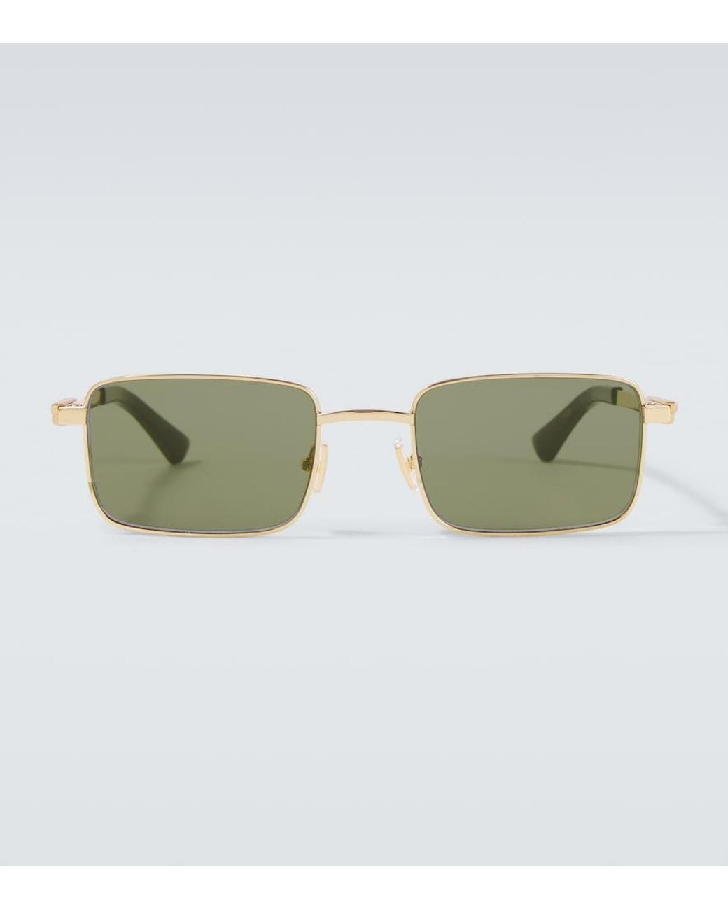 Bottega Veneta Green Classic Rectangular Sunglasses for men