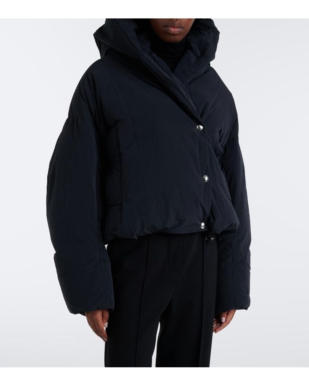 Sportmax Black Cropped Hooded Down Jacket