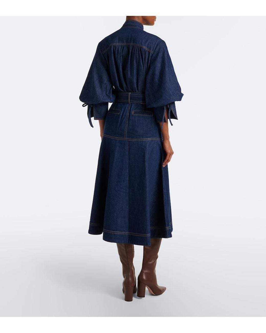 Zimmermann Blue Belted Denim Midi Skirt