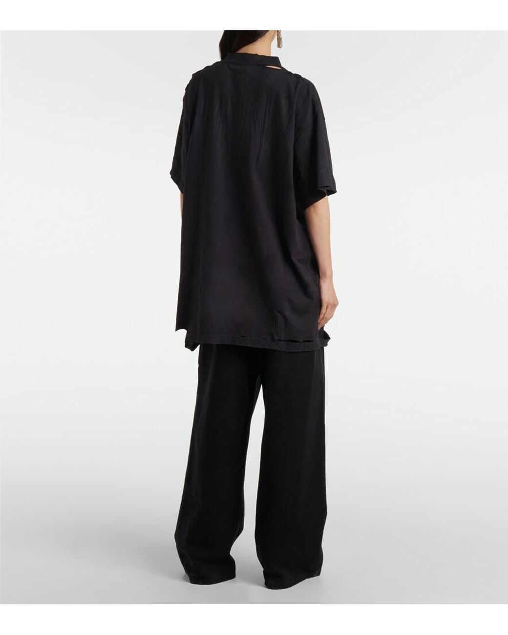 Balenciaga Black T-Shirt Planet Earth Aus Baumwoll-Jersey