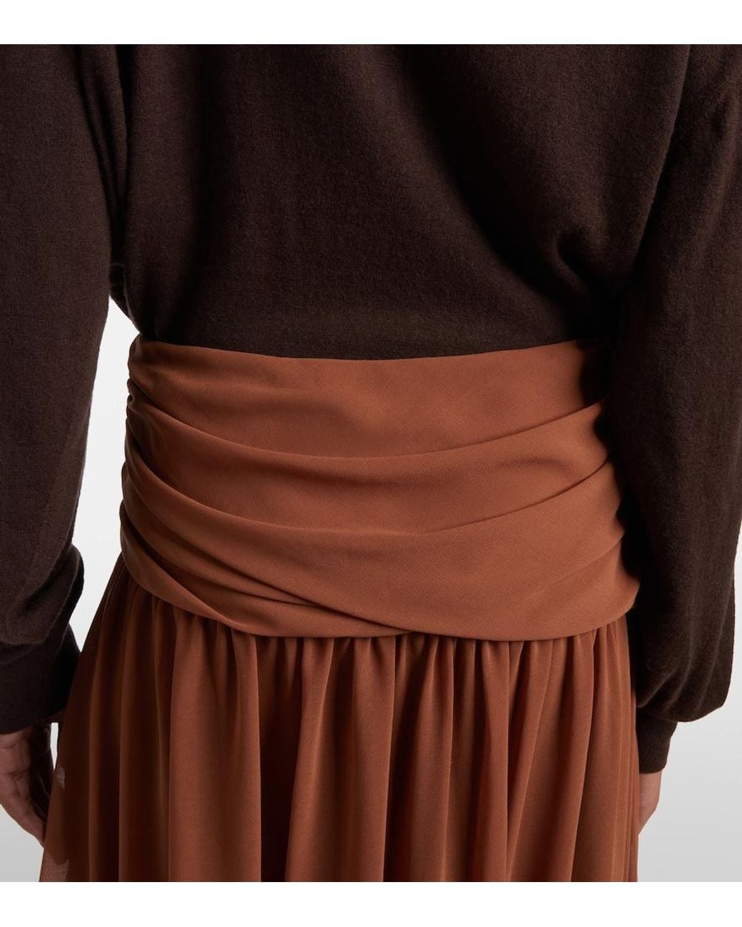 JACQUES WEI Brown Draped Asymmetric Maxi Skirt