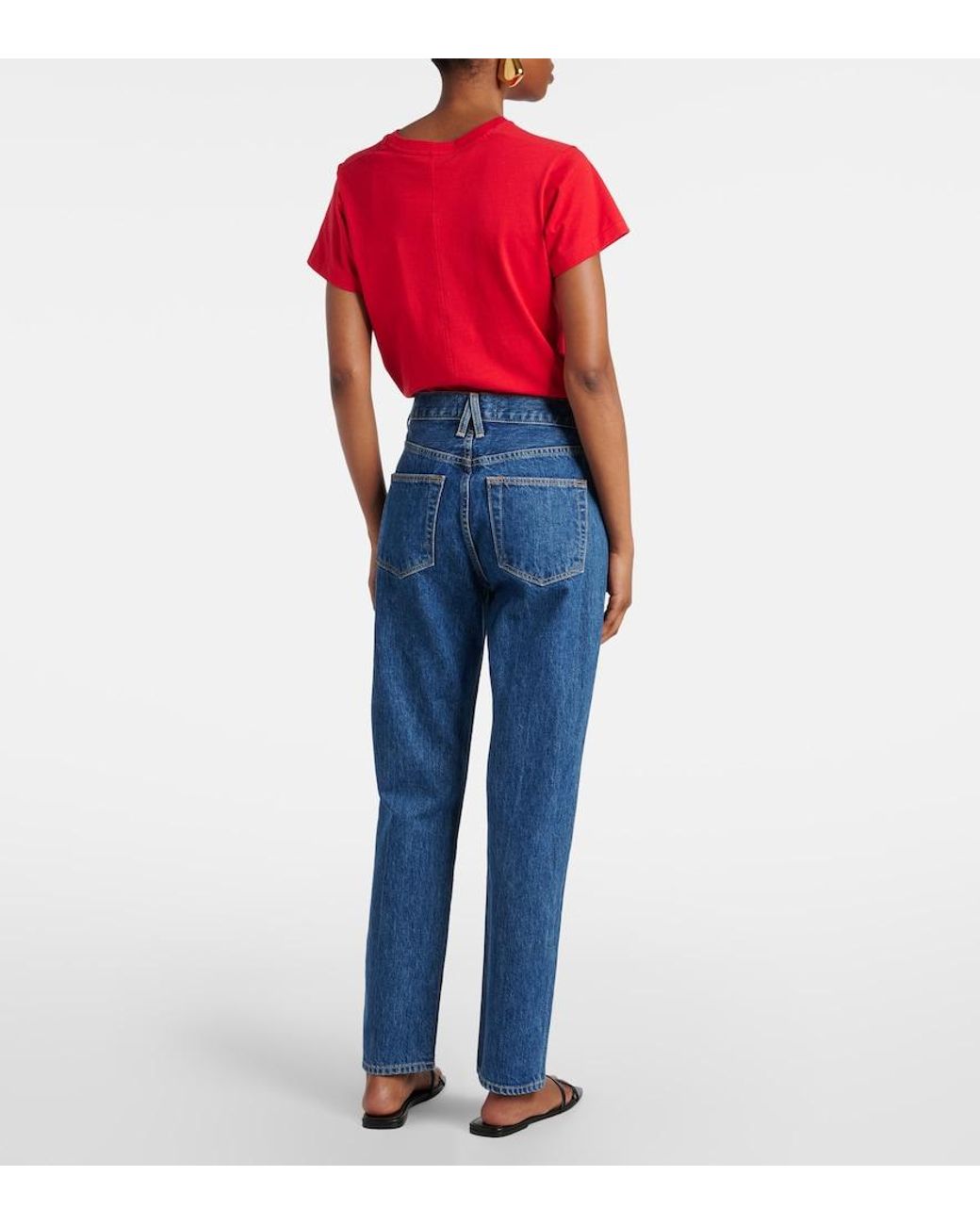 SLVRLAKE Denim Blue Virginia Slim High-Rise Straight Jeans