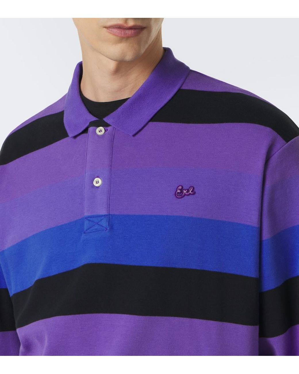 ERL Purple Striped Cotton Jersey Polo Shirt for men