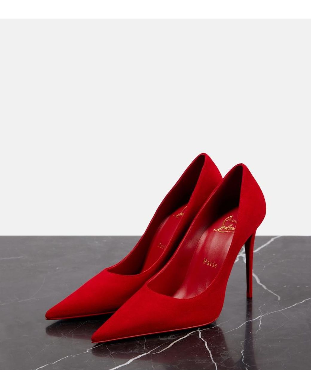 Christian Louboutin Red Kate Max 100 Suede Pumps