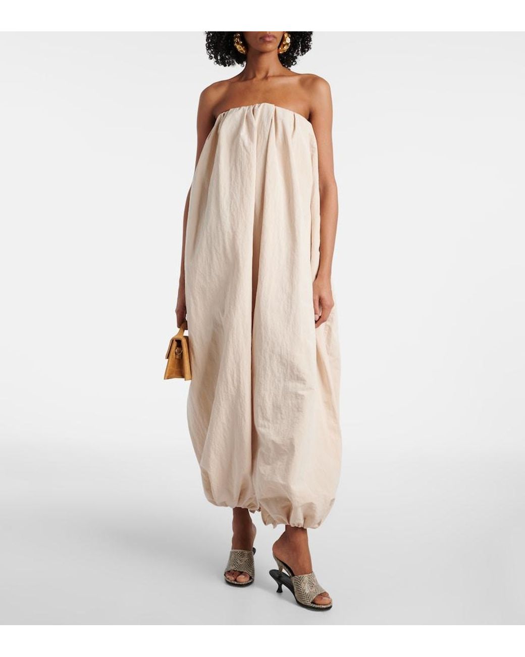 Jacquemus White Doubles Snake-Effect Leather Mules