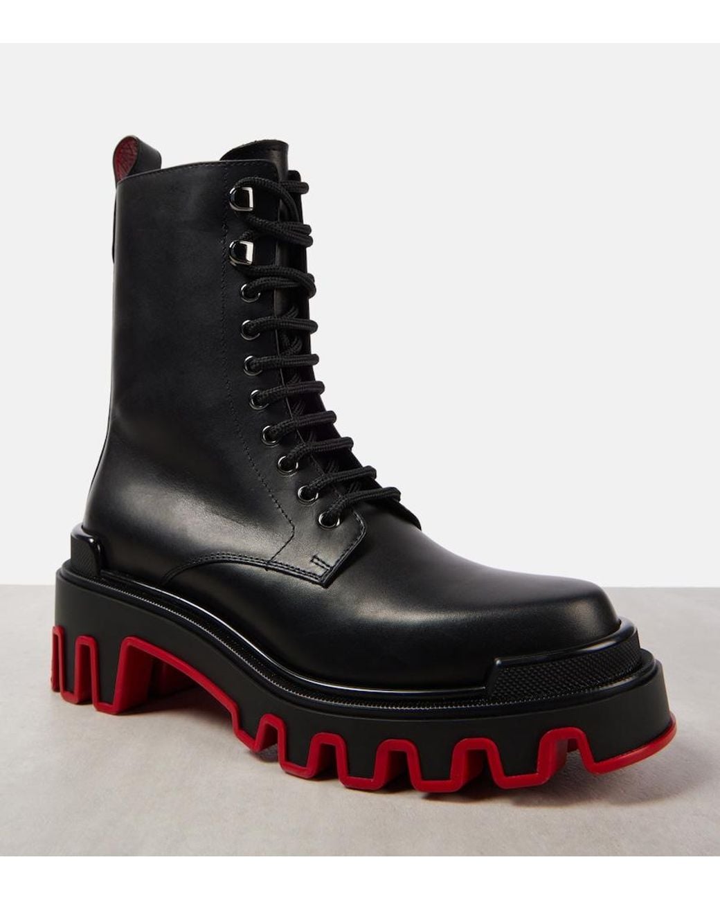 Christian Louboutin Black Dune Trott Alta Leather Platform Boots