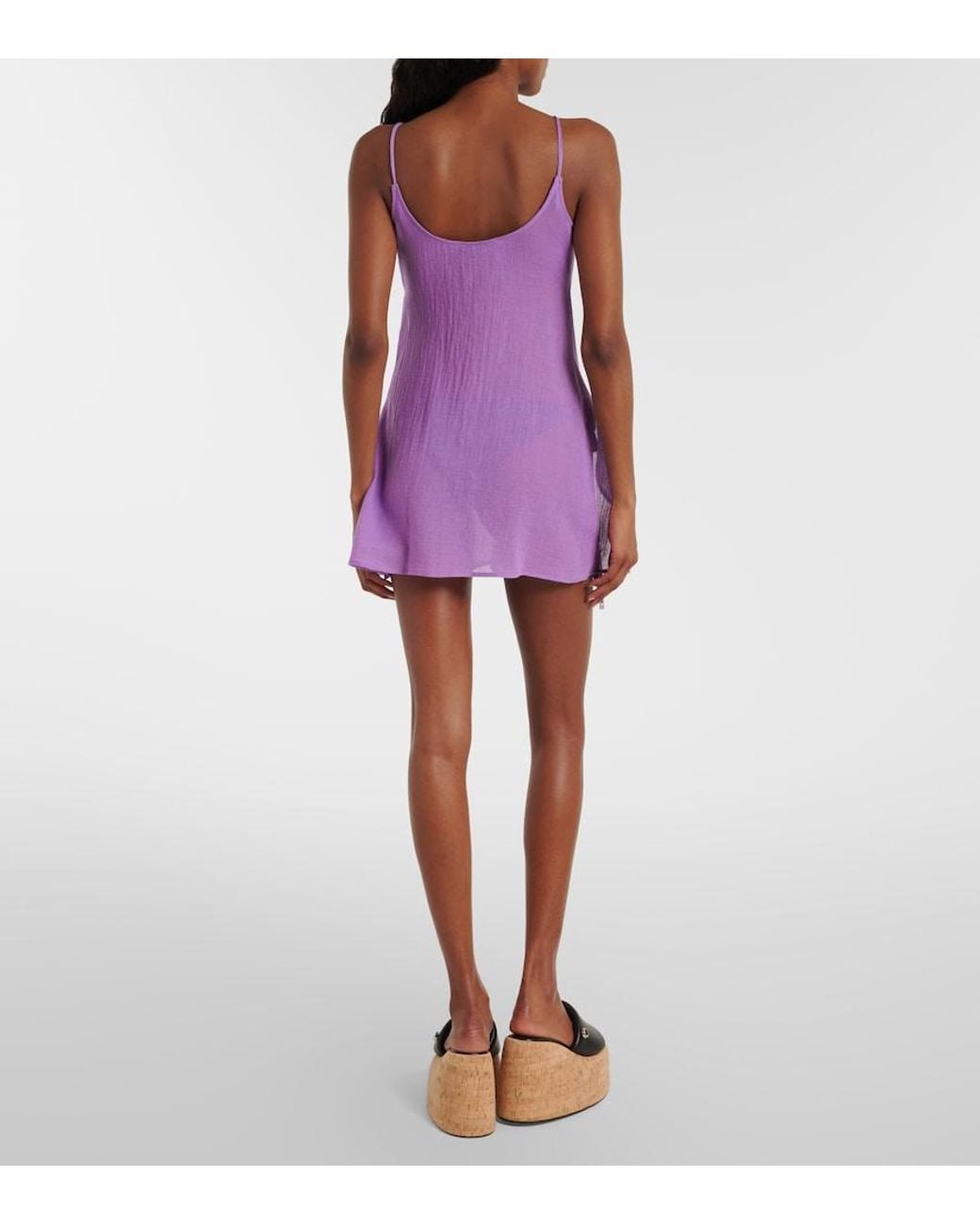 The Attico Purple Cutout Cotton Muslin Minidress