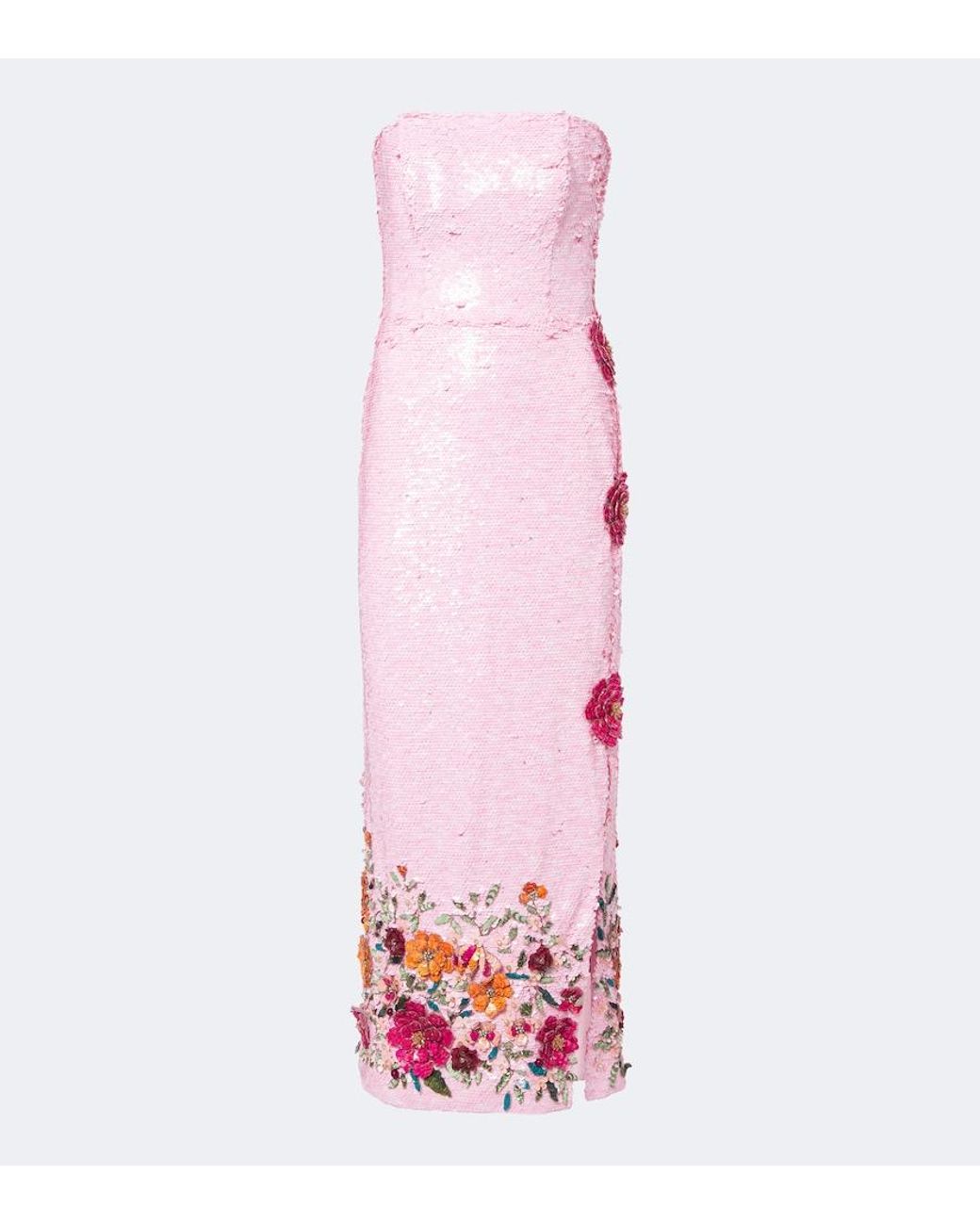Costarellos Pink Harlee Floral-Applique Sequined Cocktail Dress