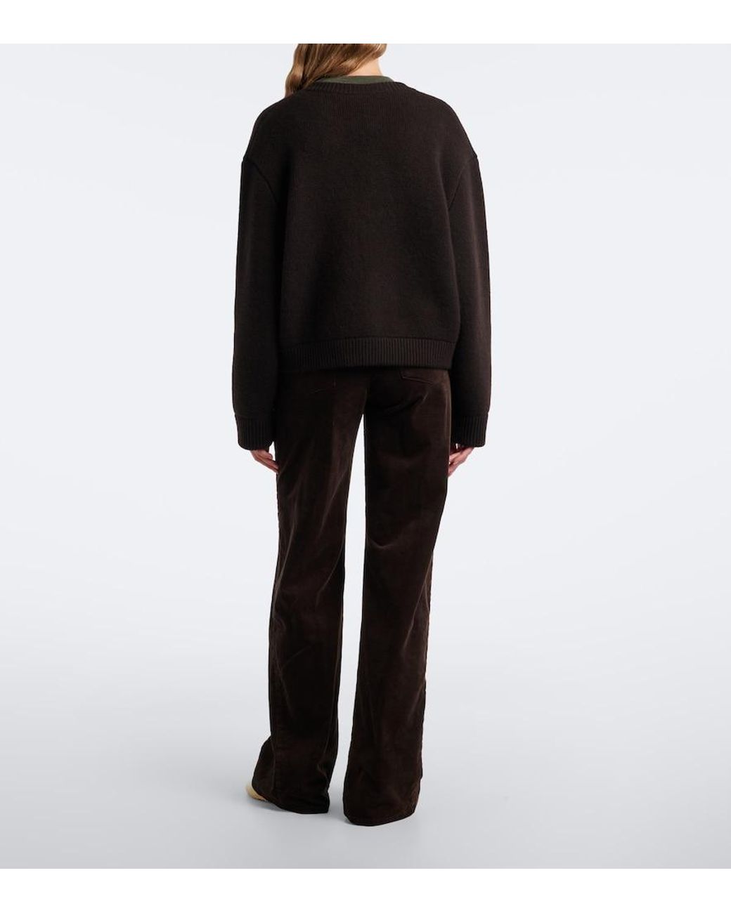 7 For All Mankind Black Lotta Cotton-Blend Corduroy Flared Pants