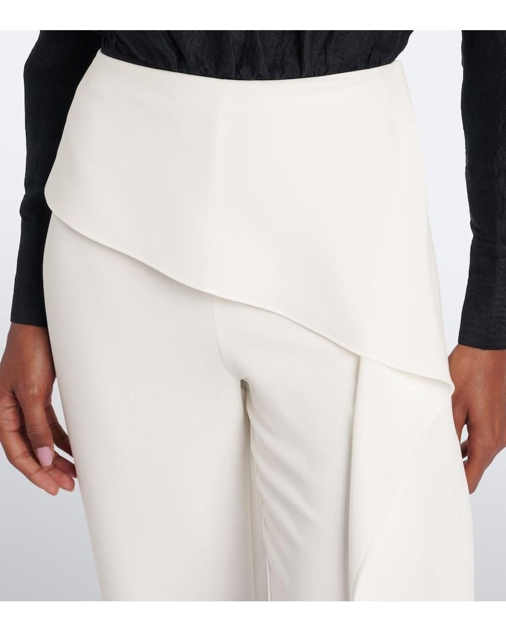Roland Mouret White Draped Flared Pants