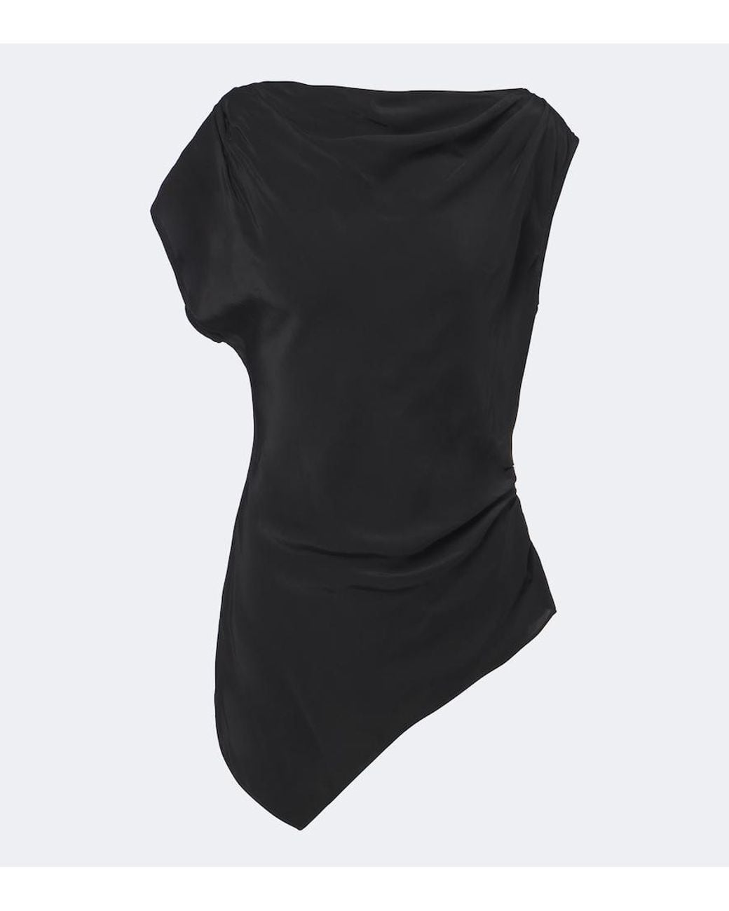 Veronica Beard Black Yvonne Draped Crepe De Chine Top